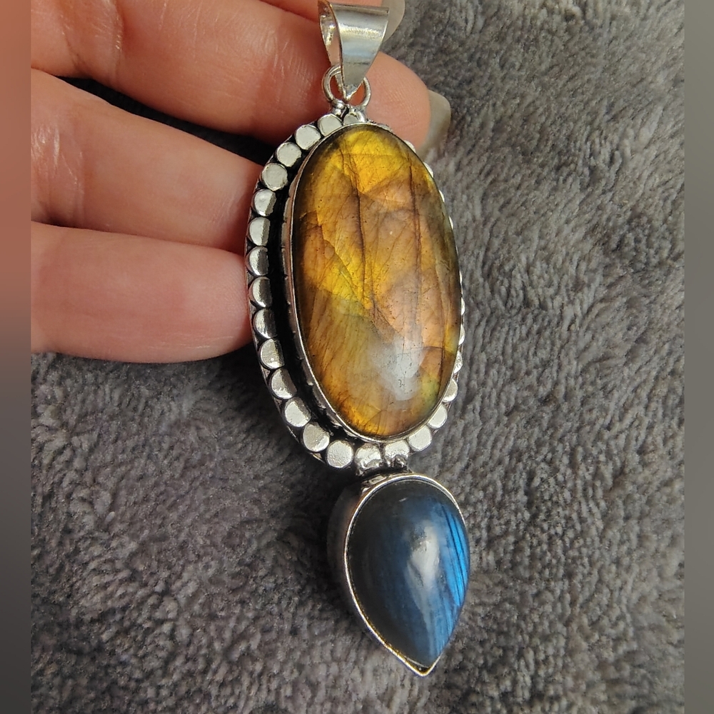 Double Labradorite Statement Pendant